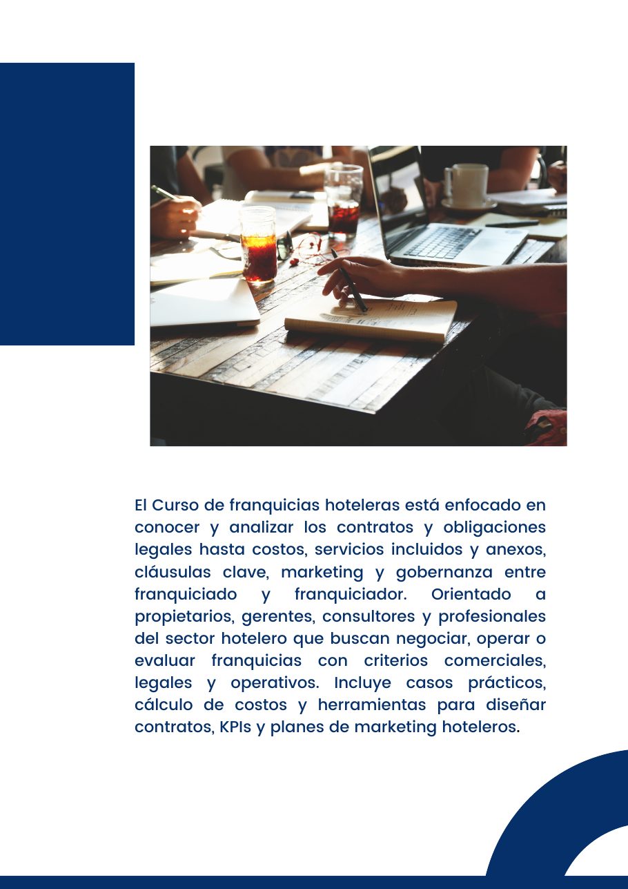 Curso Franquicia Hotelera, página 2 del folleto