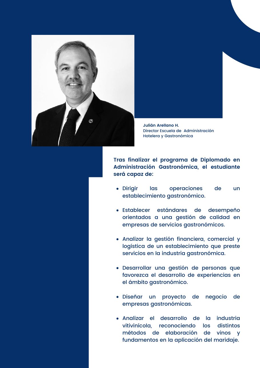 Diplomado en Administración Gastronómica, página 3 del folleto