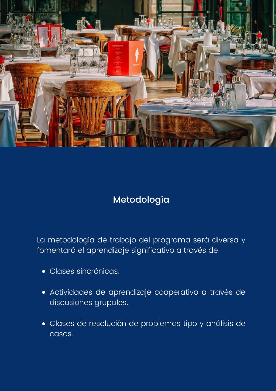 Diplomado en Administración Gastronómica, página 4 del folleto