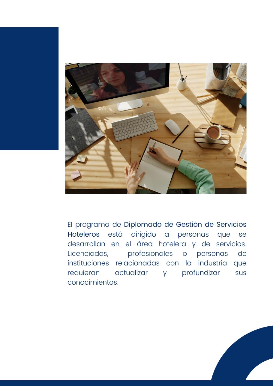 Diplomado en Gestión de Servicios Hoteleros, página 2 del folleto