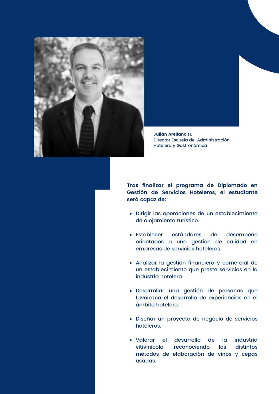 Diplomado en Gestión de Servicios Hoteleros, página 3 del folleto